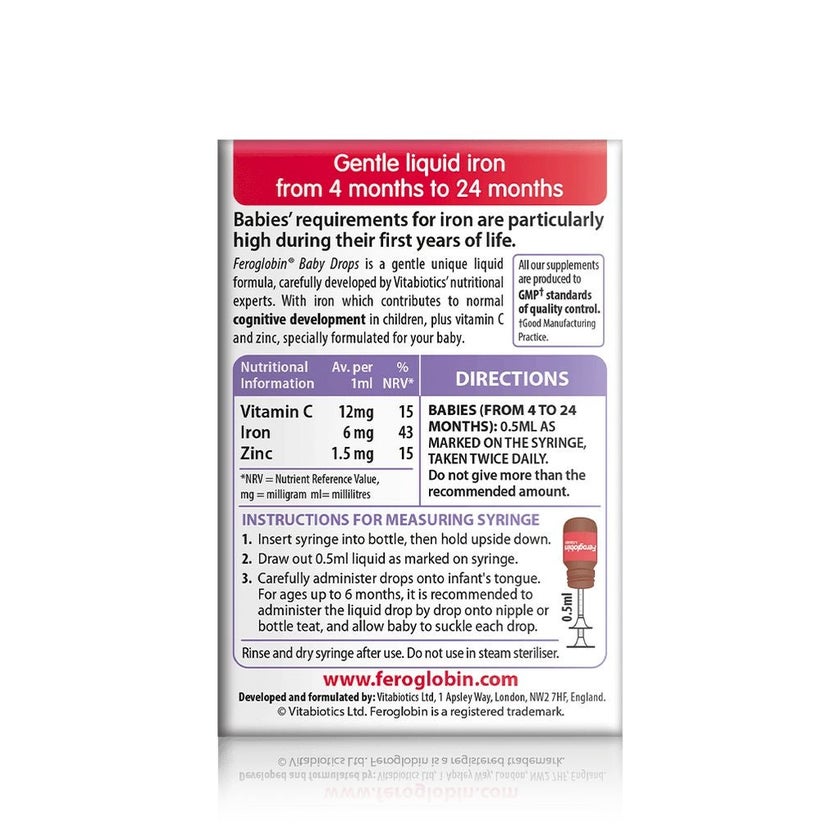 Vitabiotics Feroglobin Iron Supplement Baby Drops 30ml