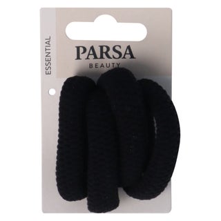 Parsa Beauty Ribbed Soft Hair Tie - Black, Pack of 4’s