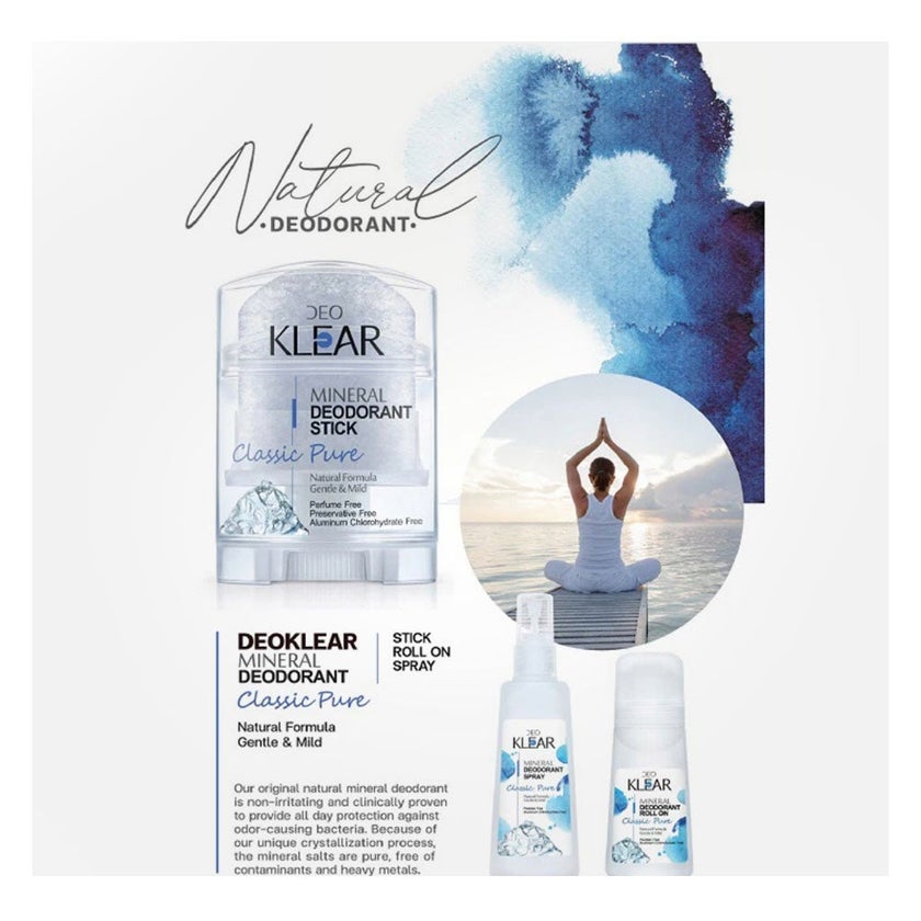 Deo Klear Classic Pure Mineral Deodorant Roll On 65ml
