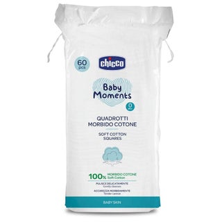 Chicco Baby Moments 0M+ Soft Cotton Squares, Pack of 60’s 