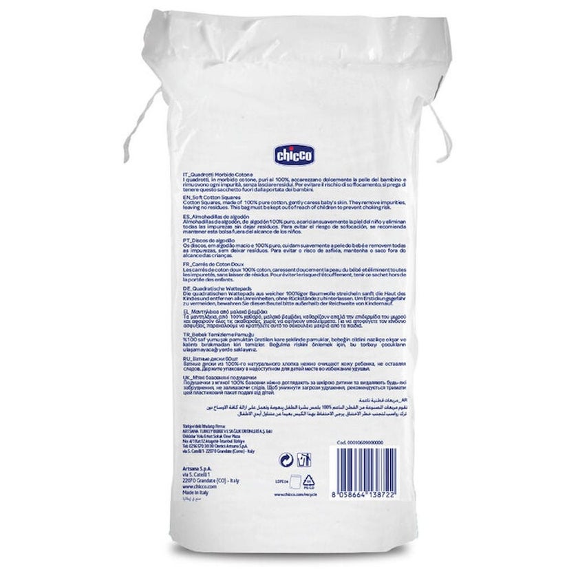 Chicco Baby Moments 0M+ Soft Cotton Squares, Pack of 60’s 