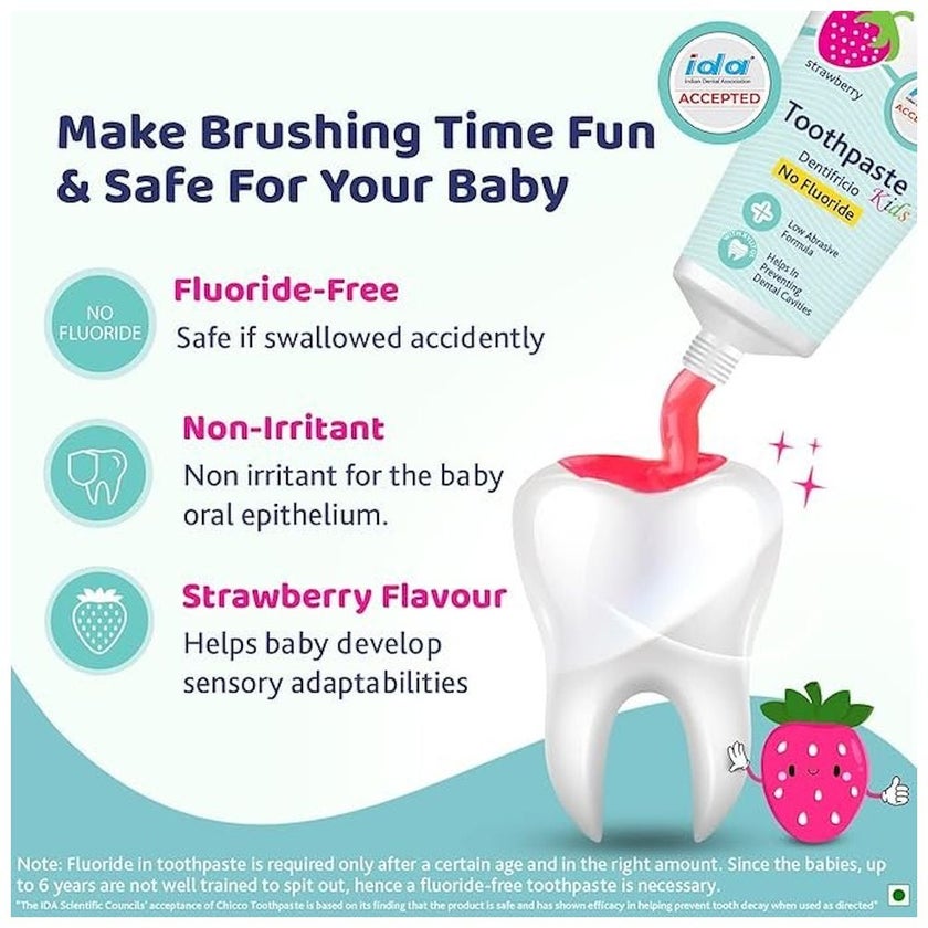 Chicco Kids Toothpaste For 1 To 5 Years 50ml - Strawberry