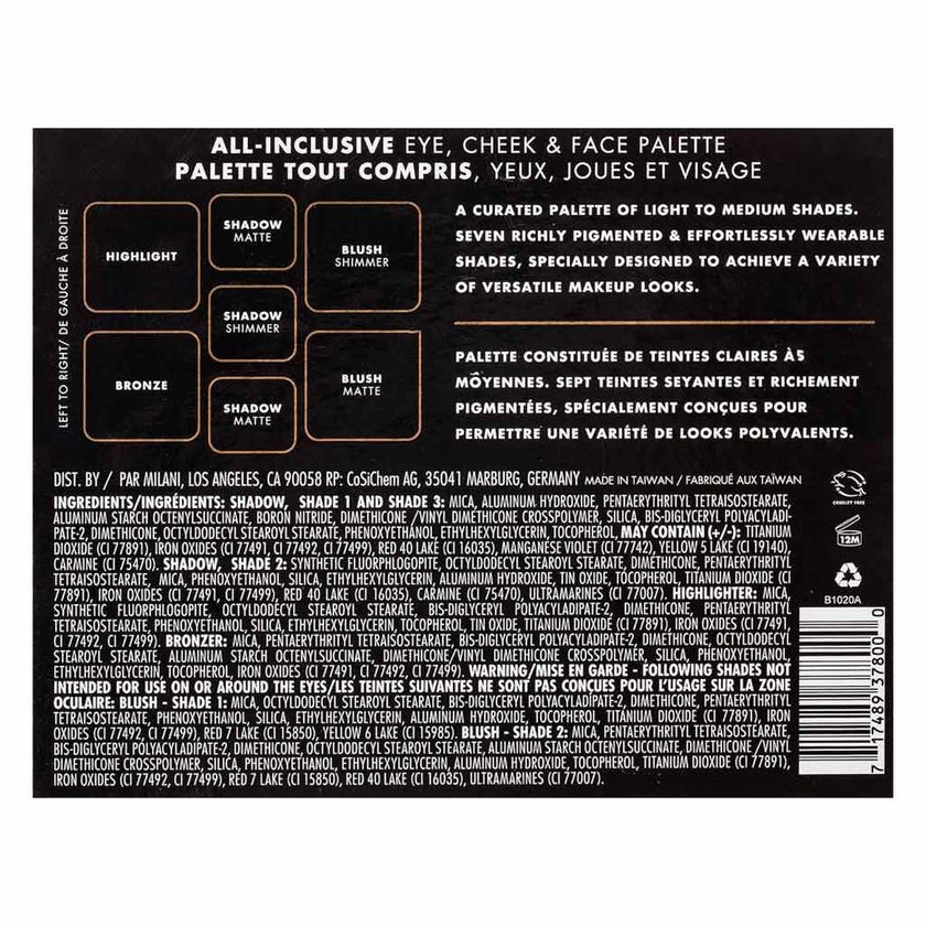 Milani Cosmetics All-Inclusive Eye, Cheek & Face Palette - Light To Medium/110