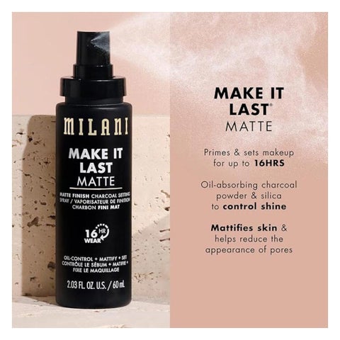 Milani Make It Last Matte Finish Setting Spray, Charcoal - 60ml