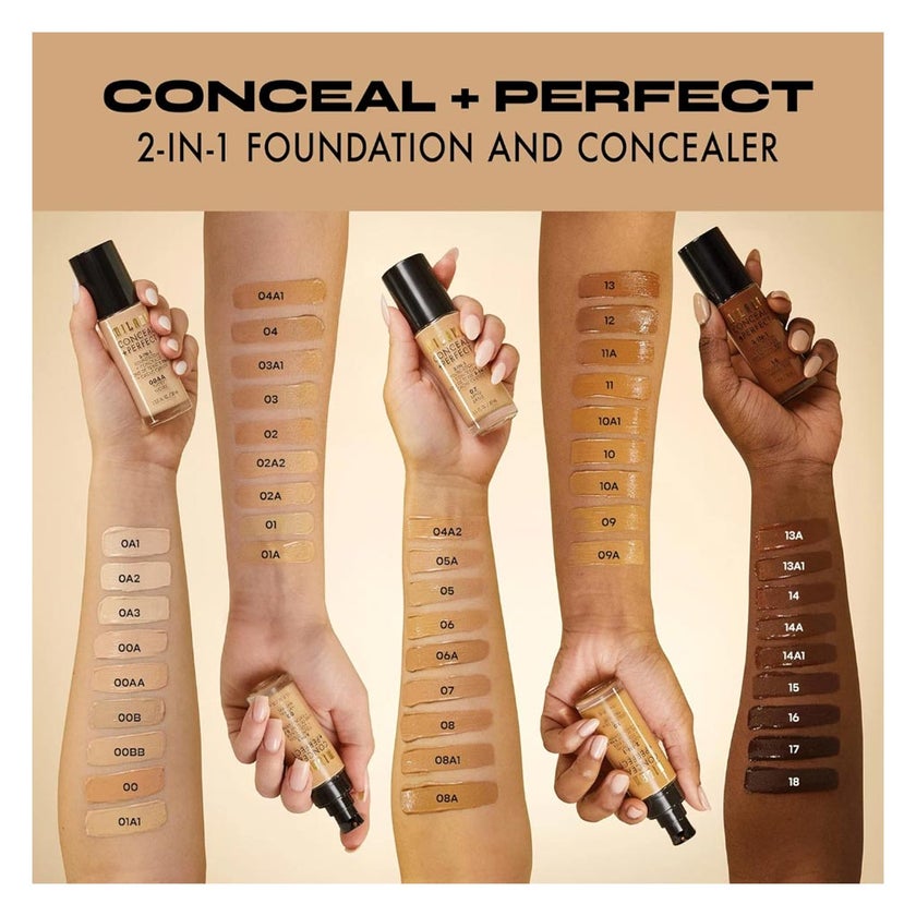 Milani Cosmetics Conceal + Perfect 2-In-1 Foundation & Concealer 30ml - Creamy Vanilla/01