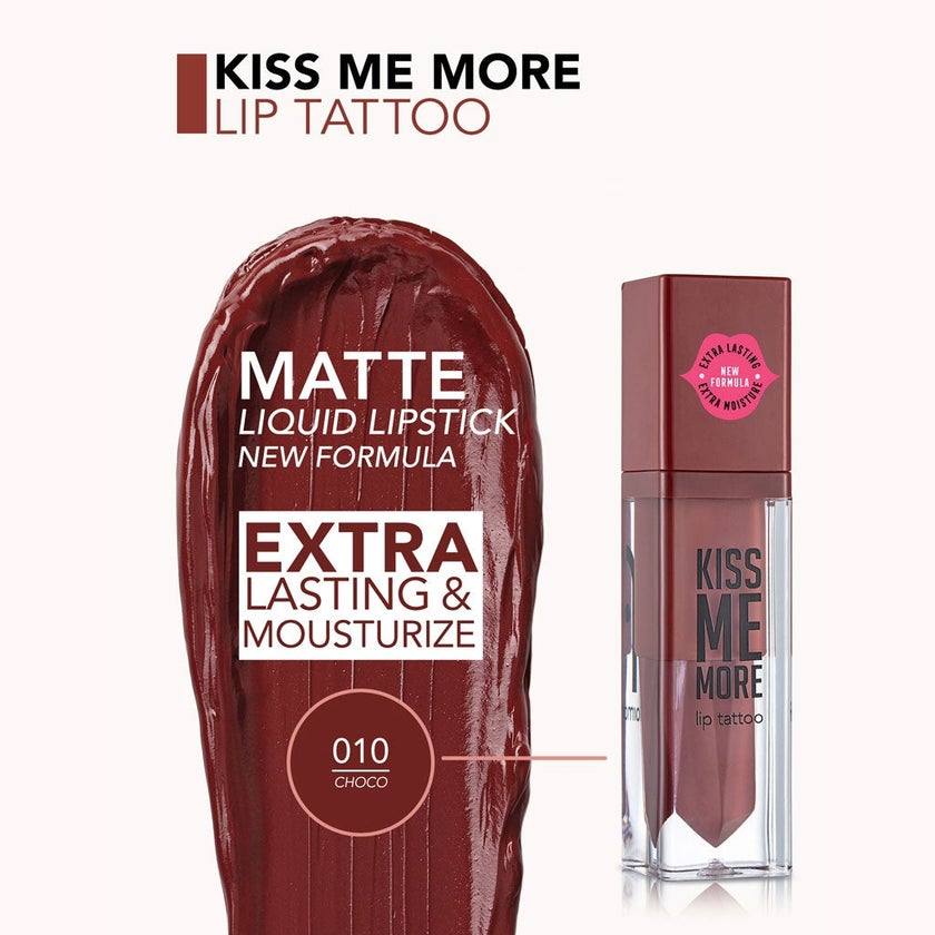 Flormar Matte Liquid Lipstick - Kiss Me More Lip Tattoo, Choco/010