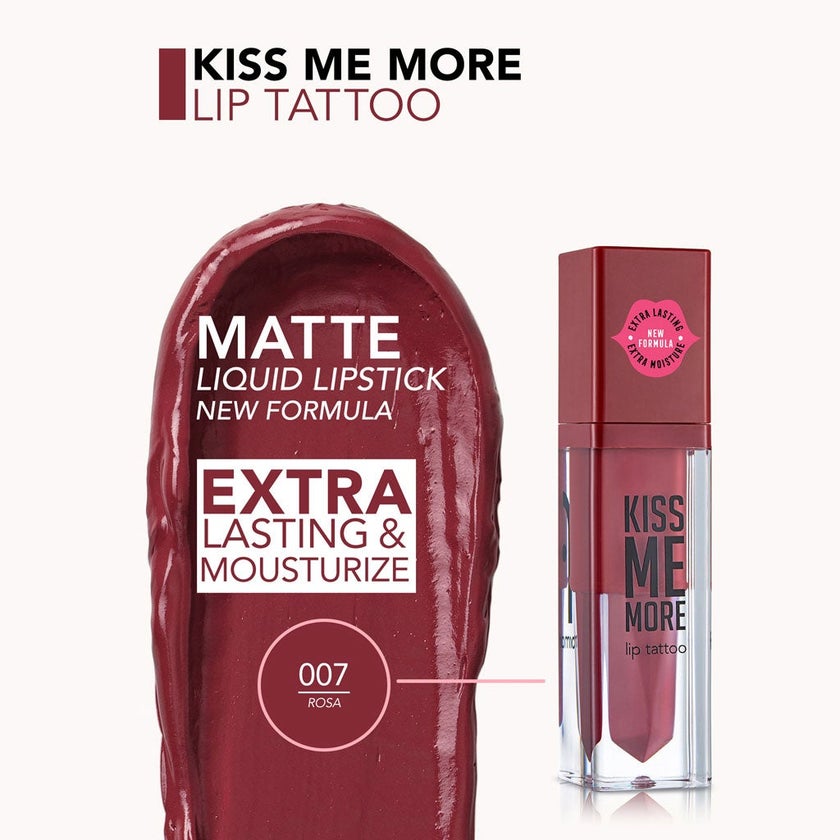 Flormar Matte Liquid Lipstick - Kiss Me More Lip Tattoo - Rosa/007