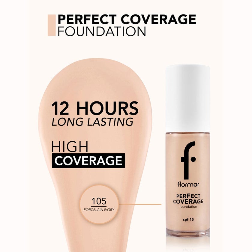 Flormar Perfect Coverage Foundation SPF15 30g - Porcelain Ivory/105