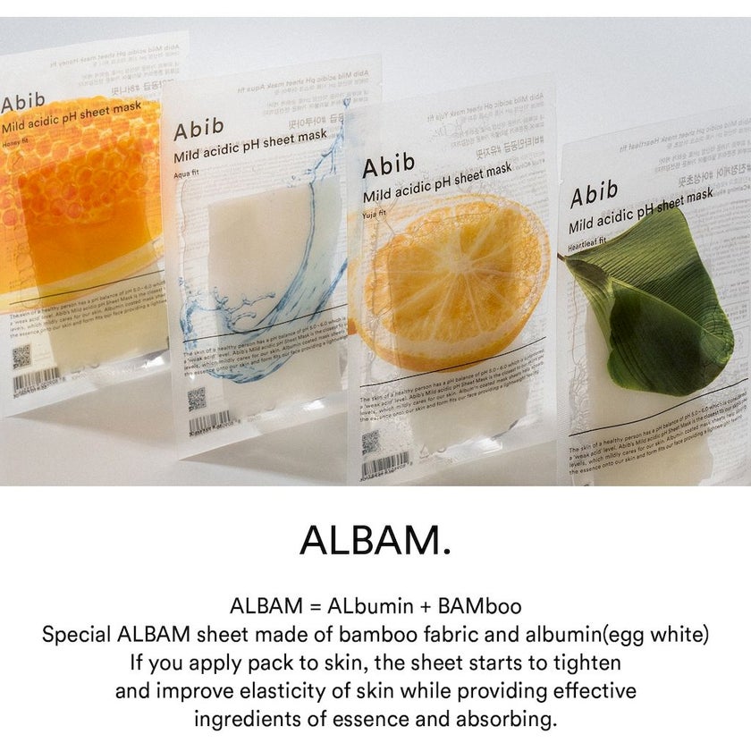 Abib Mild Acidic pH Face Sheet Mask 30ml - Aqua Fit, Pack of 10's