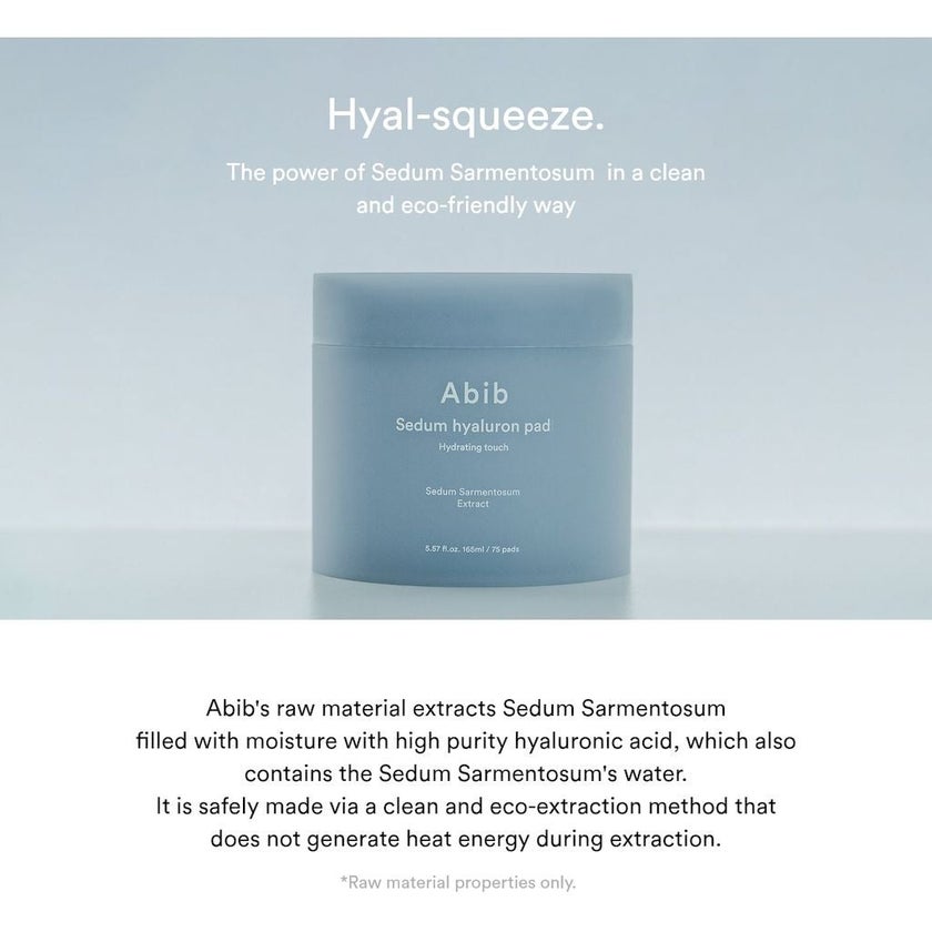 Abib Sedum Hyaluron Hydrating Touch Pads, Pack of 75's