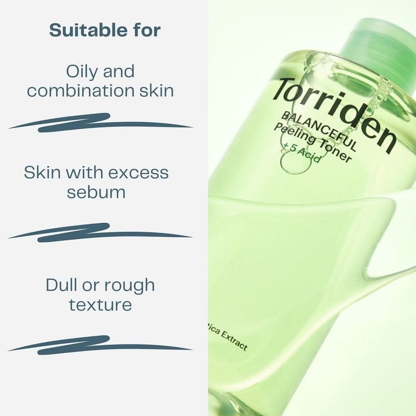 Torriden Balanceful Cica + 5 Acid Skin Peeling Toner 250ml