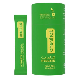Oneshot Hydrate Lime Burst Electrolyte & Vitamin Drink Sticks, Pack of 14's