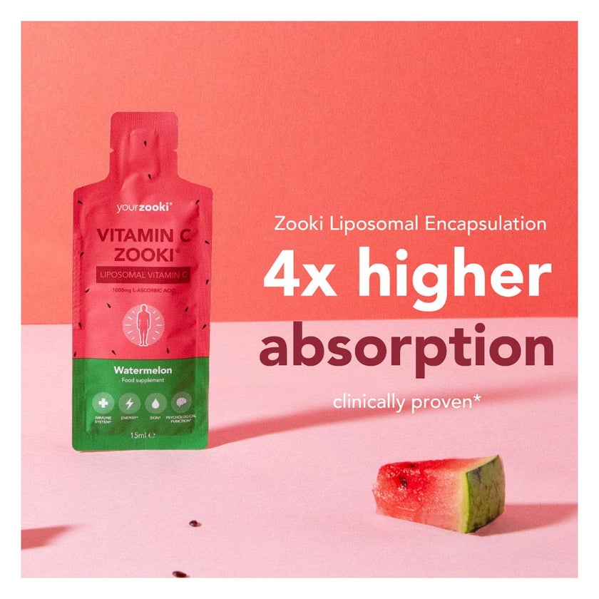 Zooki Liposomal Vitamin C 1000mg Watermelon Flavor Liquid Sachets 15ml, Pack of 14's