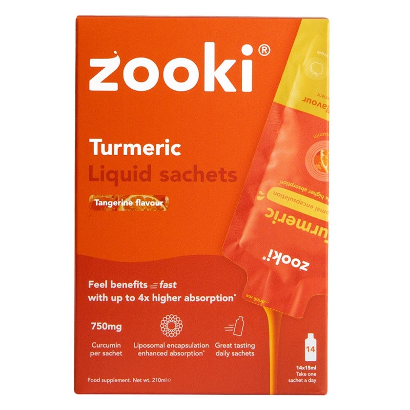Zooki Liposomal Turmeric 750mg Tangerine Flavor Liquid Sachets 15ml, Pack of 14’s