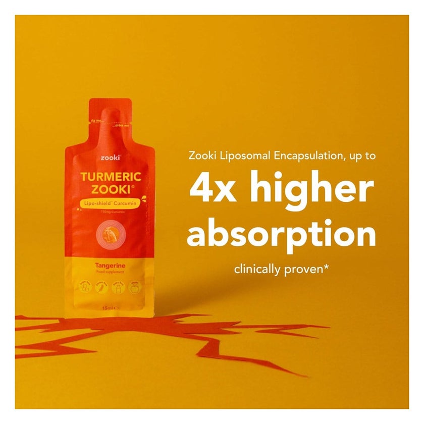 Zooki Liposomal Turmeric 750mg Tangerine Flavor Liquid Sachets 15ml, Pack of 14’s