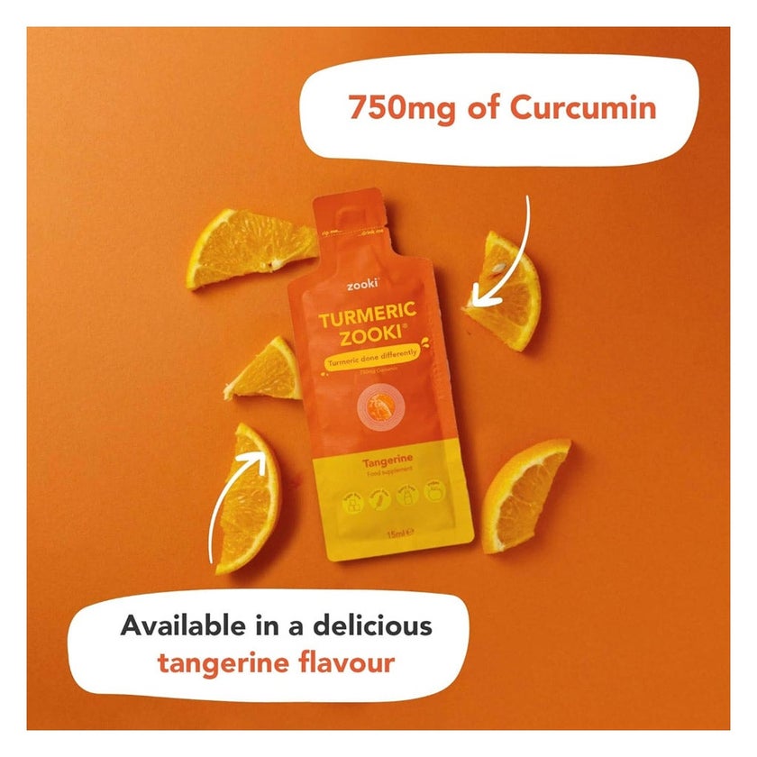 Zooki Liposomal Turmeric 750mg Tangerine Flavor Liquid Sachets 15ml, Pack of 14’s