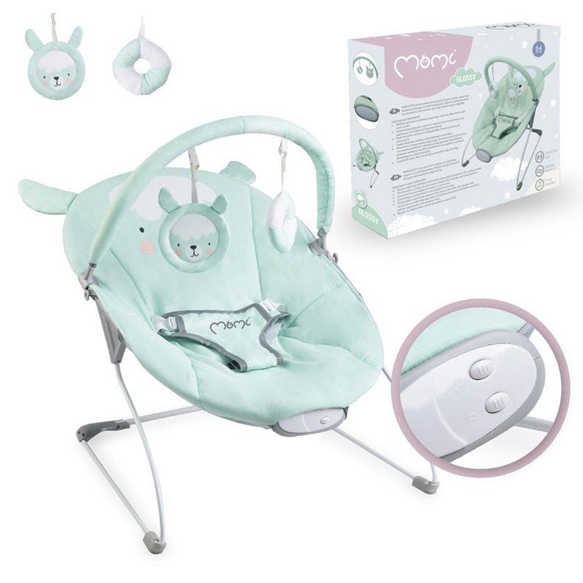 MoMi Glossy Baby Bouncer - Green Lama