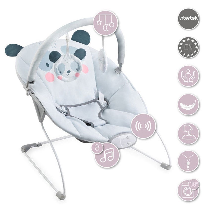 MoMi Glossy Baby Bouncer - Grey Panda