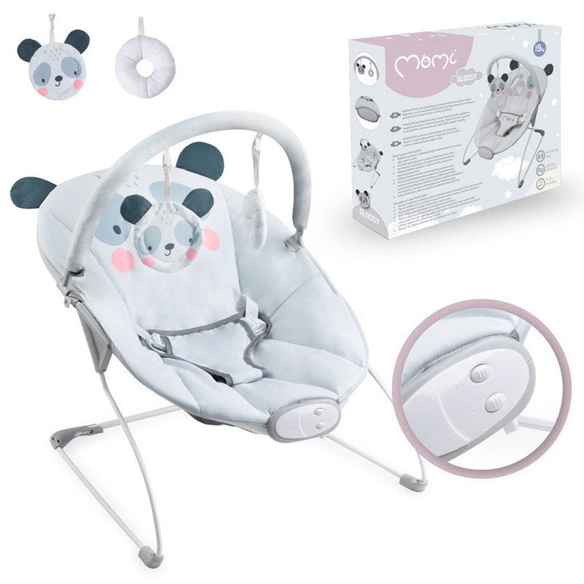 MoMi Glossy Baby Bouncer - Grey Panda