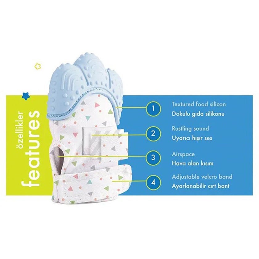 Babyjem Baby Tooth Scarifying Butterfly Gloves For 3+ Months - Blue