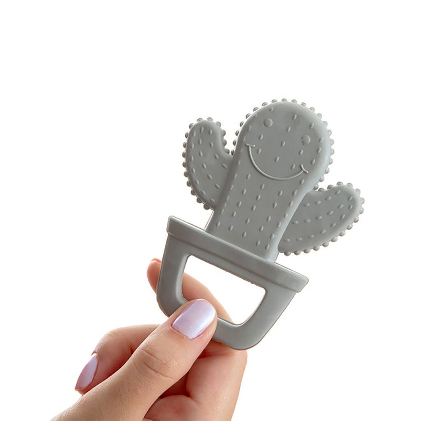 Babyjem Soft Teether Cactus Shape, For 3+ Months Baby - Grey