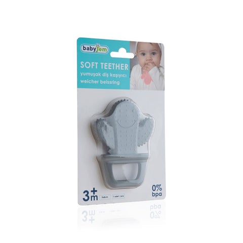 Babyjem Soft Teether Cactus Shape, For 3+ Months Baby - Grey