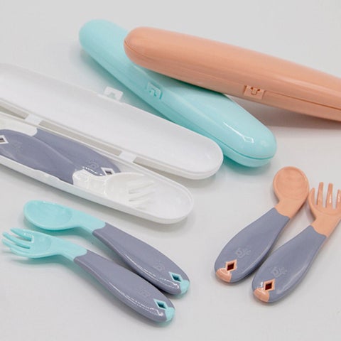 Babyjem Fork & Spoon Travel Case For 6+ Months Baby - Rose
