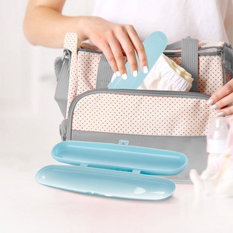 Babyjem Fork & Spoon Travel Case For 6+ Months Baby - Green