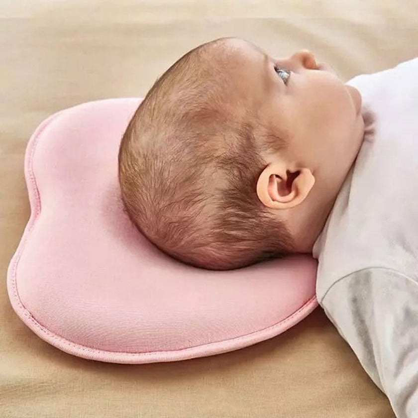 Babyjem Flat Head Baby Pillow For 0-6 Months, Color - Pink