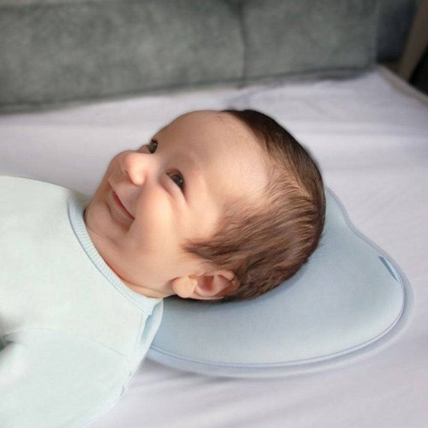 Babyjem Flat Head Baby Pillow For 0-6 Months, Color - Blue