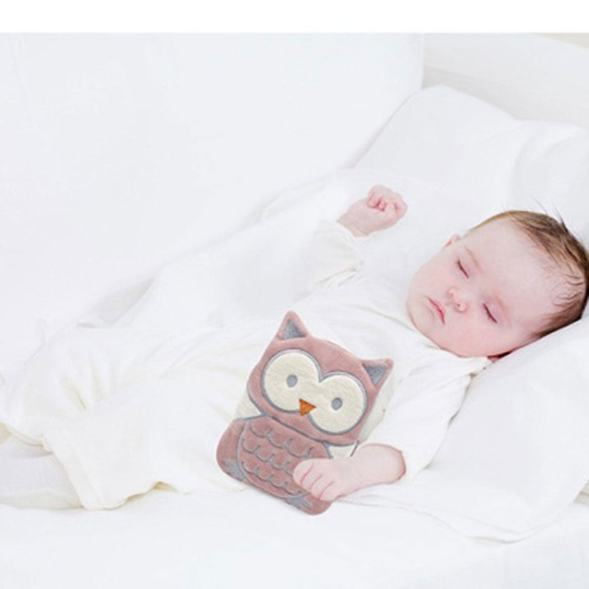 Babyjem Cherry Seeds Filled Velvet Colic Owl Shaped Baby Pillow - Rose
