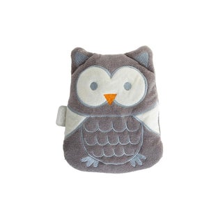 Babyjem Cherry Seeds Filled Velvet Colic Owl Shaped Baby Pillow - Grey