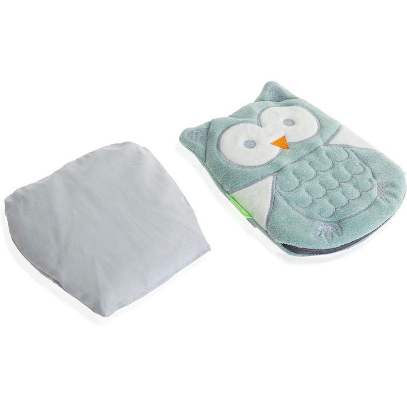 Babyjem Cherry Seeds Filled Velvet Colic Owl Shaped Baby Pillow - Green