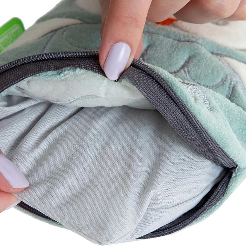 Babyjem Cherry Seeds Filled Velvet Colic Owl Shaped Baby Pillow - Green