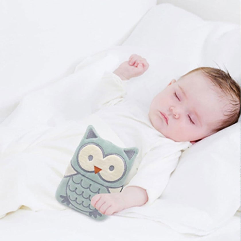 Babyjem Cherry Seeds Filled Velvet Colic Owl Shaped Baby Pillow - Green