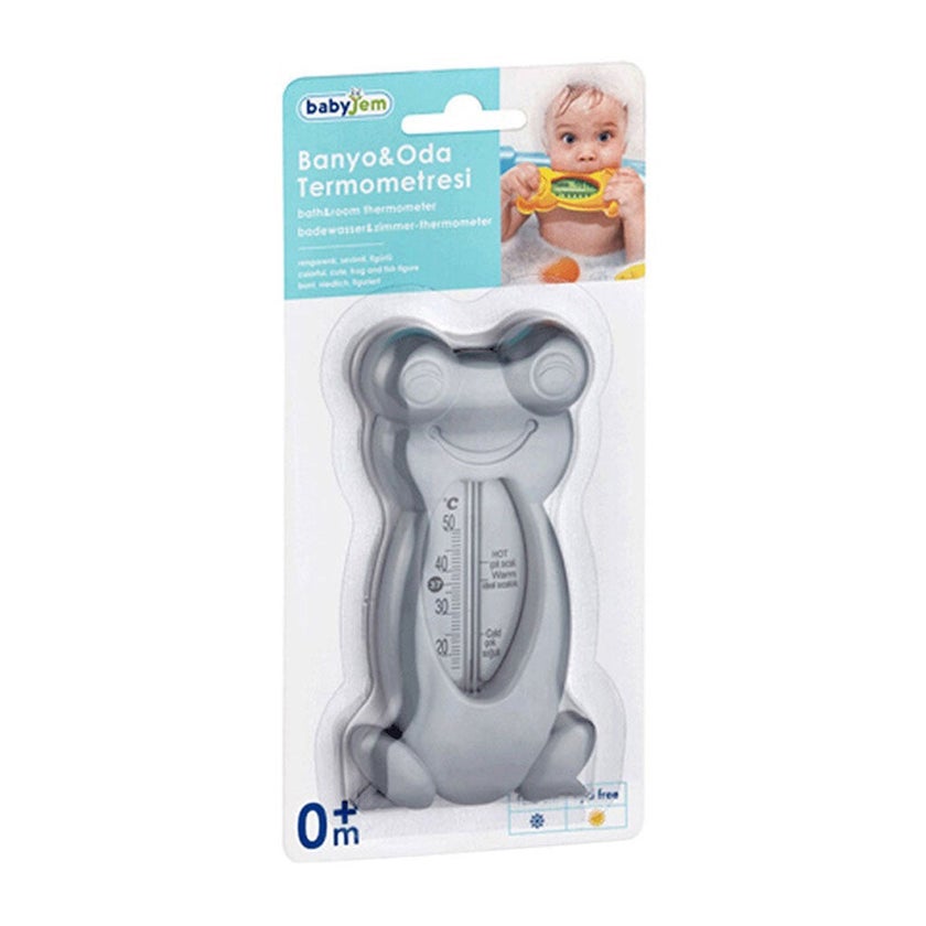 Babyjem Frog Shaped Baby Bath & Room Thermometer - Grey