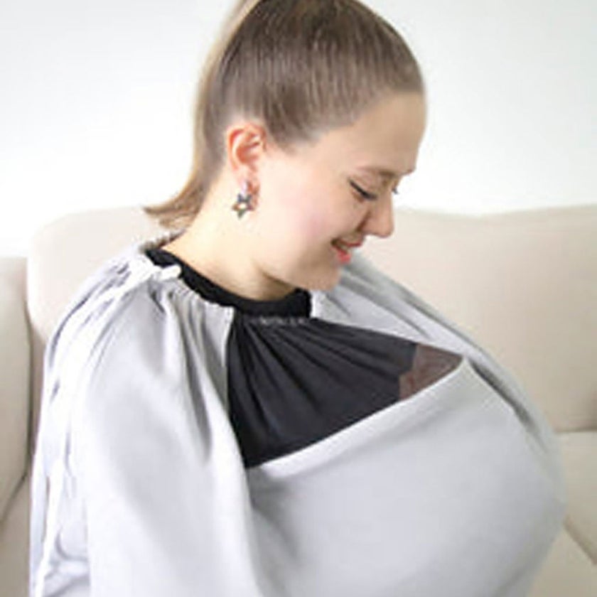 Babyjem Breast Feeding Cover With Tulle Window - Grey