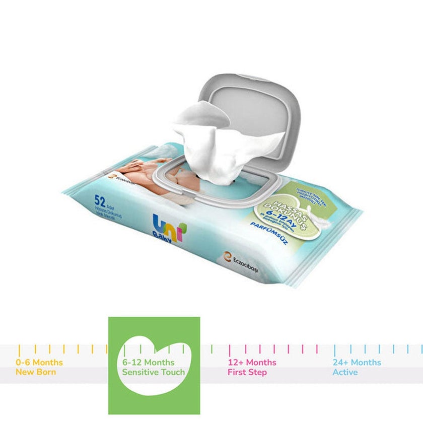 Uni Baby Sensitive Touch Fragrance Free Wet Wipes, Pack of 52's