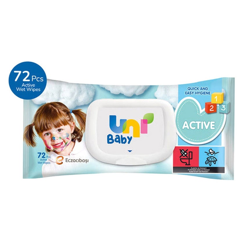 Uni Baby Active Wet Wipes, Pack of 72's