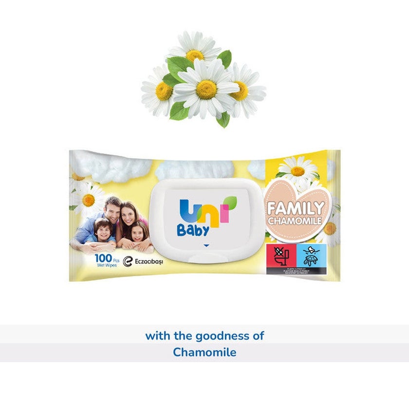 Uni Baby Family Chamomile Wet Wipes, Pack of 100's