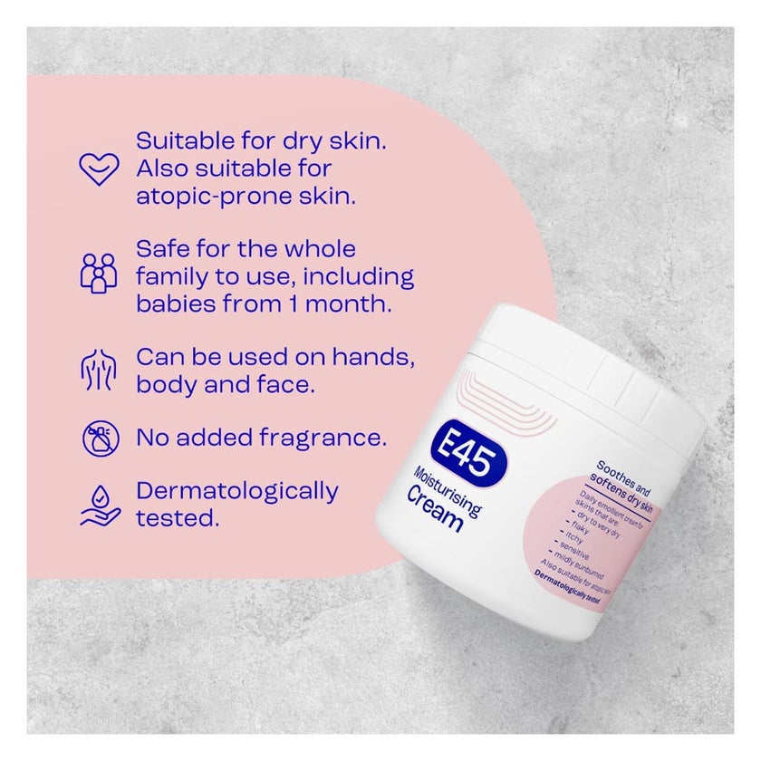 E45 Moisturising Body Cream For Dry Skin 350g