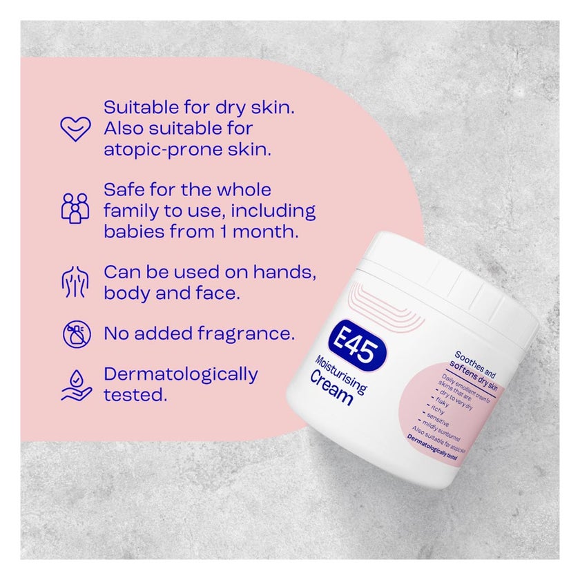 E45 Moisturising Body Cream For Dry Skin 350g