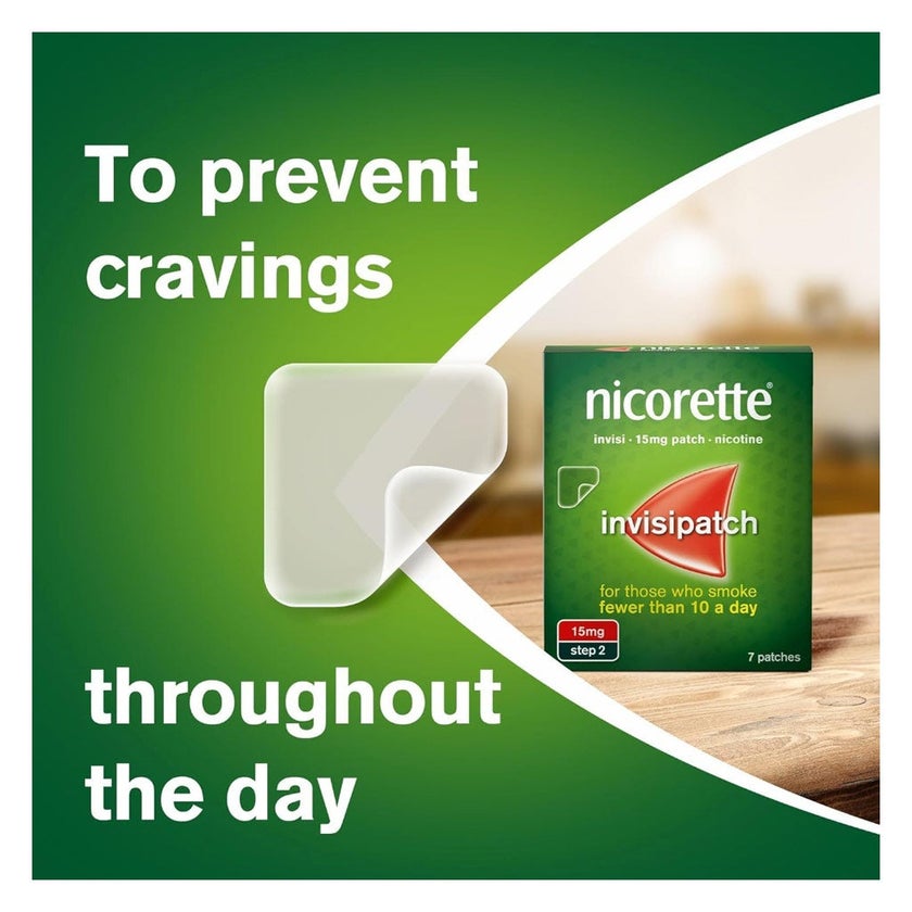 Nicorette Nicotine 15mg Invisi Patches, Pack of 7’s
