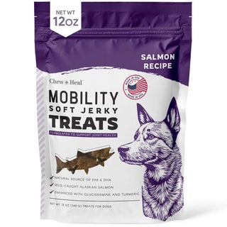 Chew + Heal Salmon Mobility Soft Jerky Treats For Dogs 340g