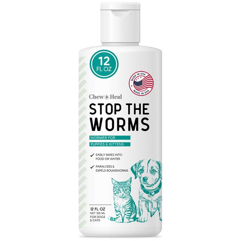 Chew + Heal Stop The Worms Oral Liquid For Puppies & Kittens 355ml