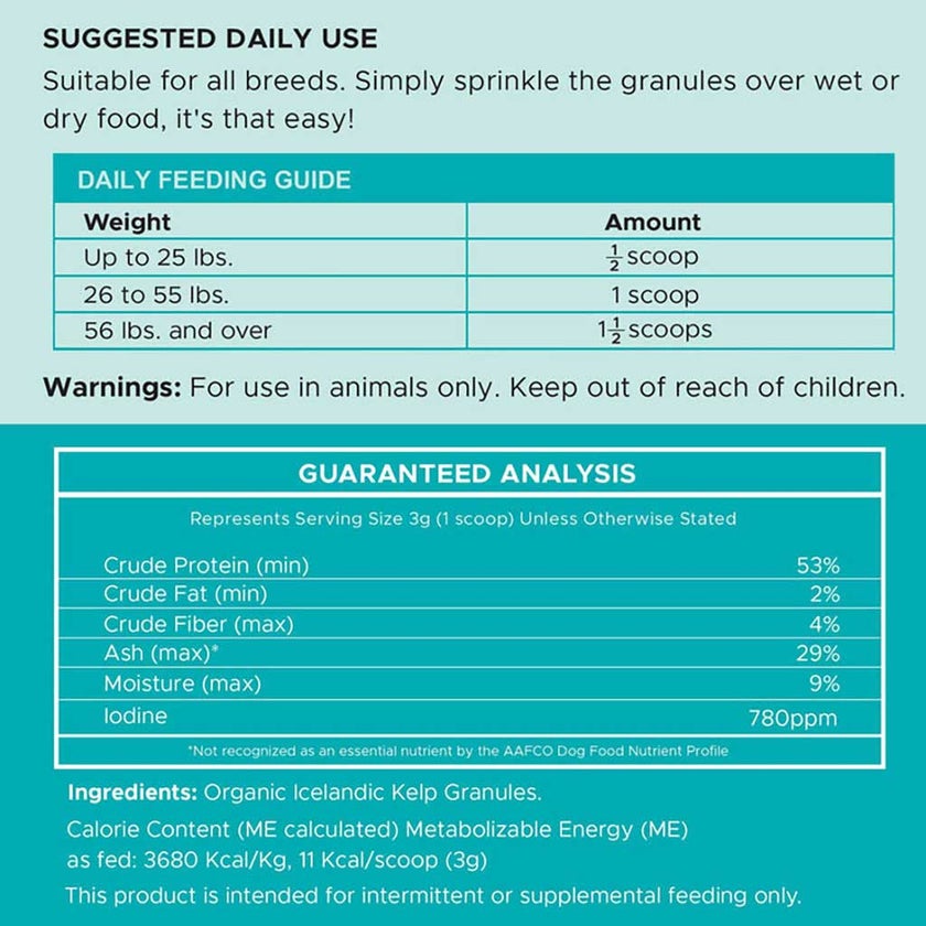 Chew + Heal Organic Kelp Marine Superfood For Dogs 454g