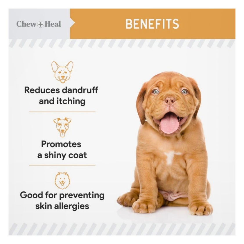 Chew + Heal Omega Skin + Coat Soft Chews For Dogs & Cats, Pack of 60's