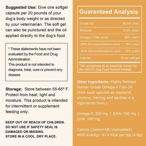 Chew + Heal Wild Caught Omega-3 1000mg Softgels For Dogs & Cats, Pack of 180’s