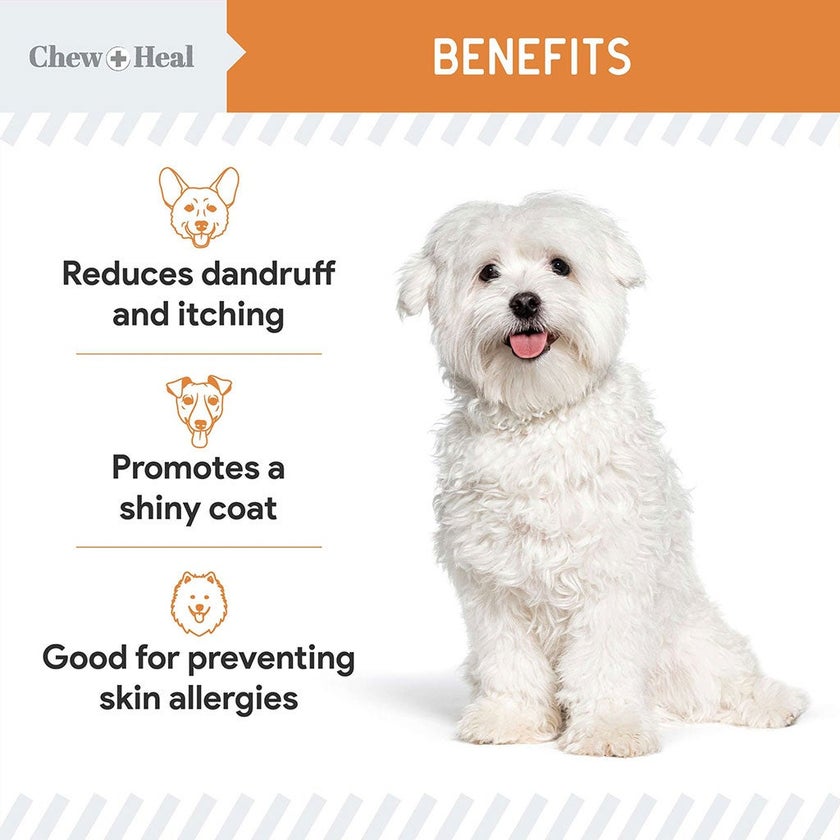 Chew + Heal Mini Wild Caught Omega-3 300mg Softgels For Puppies & Smaller Breeds, Pack of 180’s