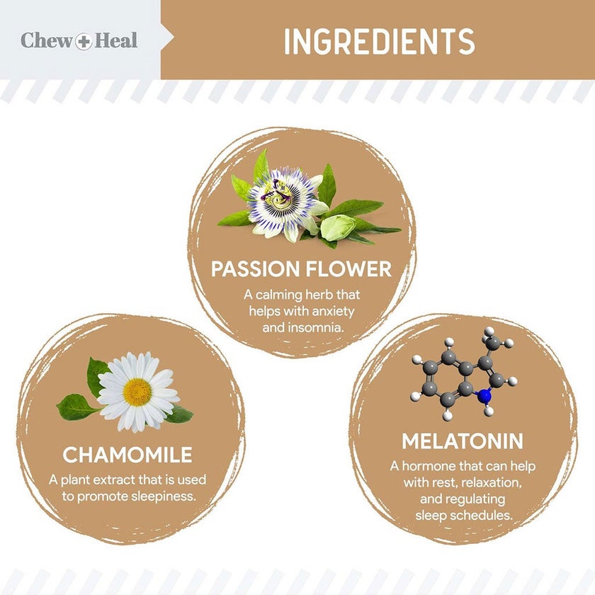 Chew + Heal Anxiety + Stress Peanut Butter Flavored Soft Chews For Dogs, Pack of 60's